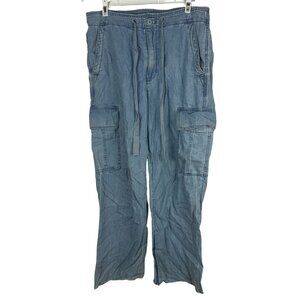 American Eagle Womens Cargo Denim Pants Size 12 Blue Cotton Lyocell Casual Style